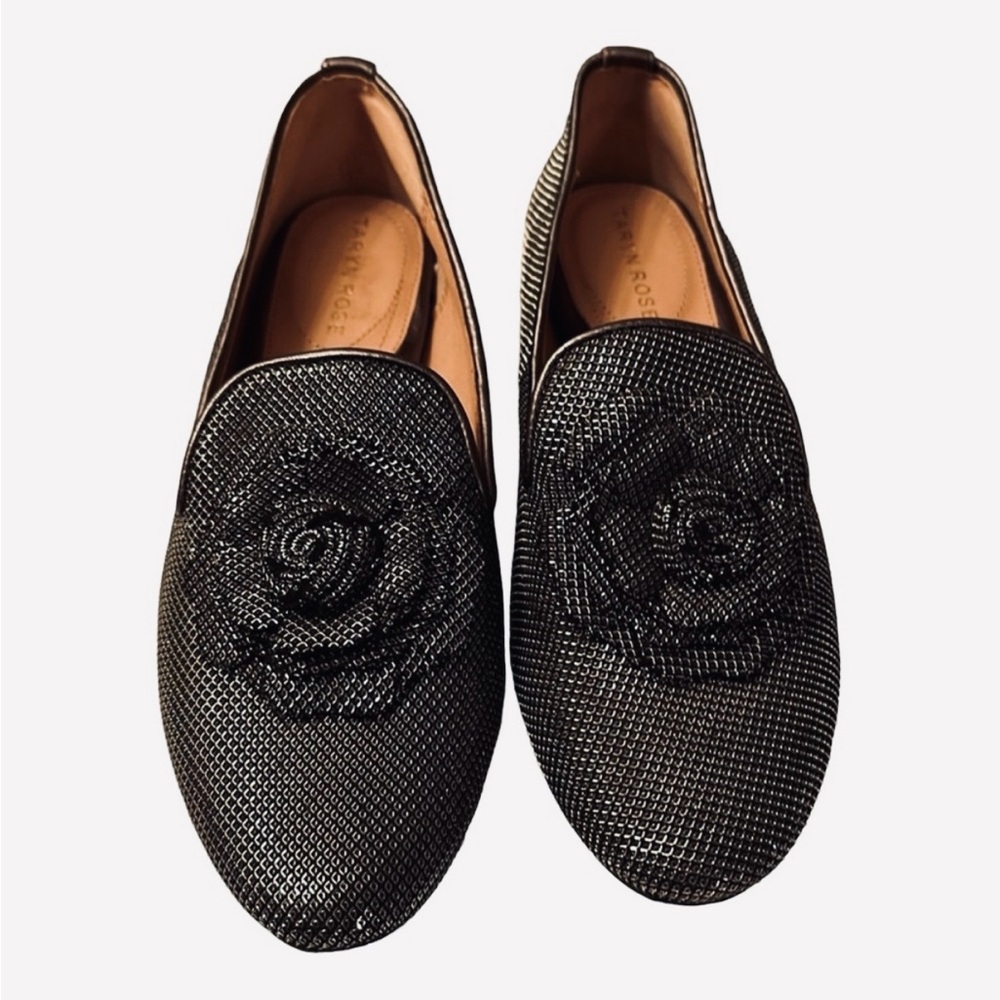 Taryn Rose Brayden Crystal Leather Loafer with Floral Design